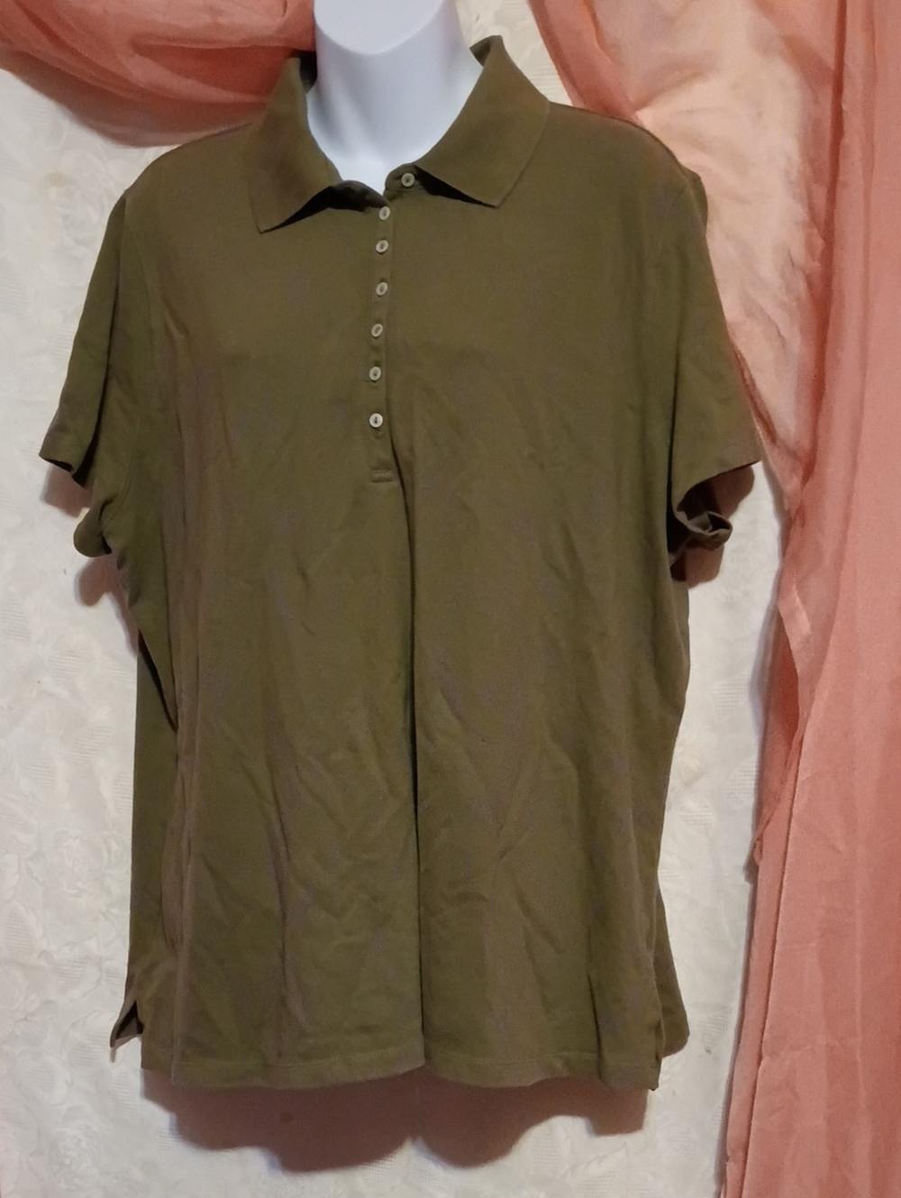 St John's Bay Ladies Olive Green Polo Shirt Sz 2X